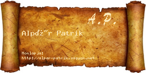 Alpár Patrik névjegykártya